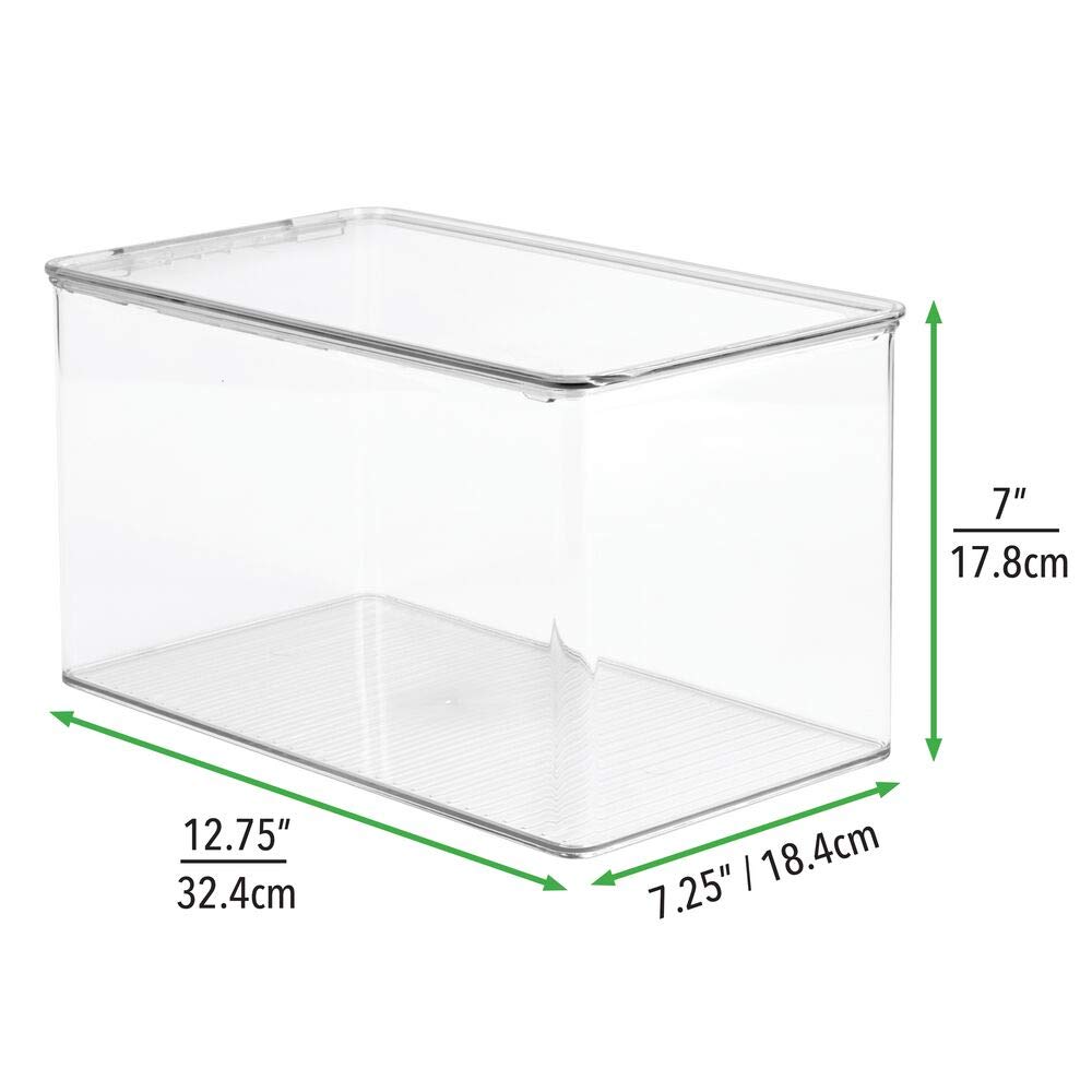 mDesign 2er-Set Aufbewahrungsbox für Bastel- und Nähzubehör – Bastel Organizer aus Kunststoff mit Klappdeckel – stapelbare Ablage für Wolle, Perlen, Stoffbänder usw. – durchsichtig