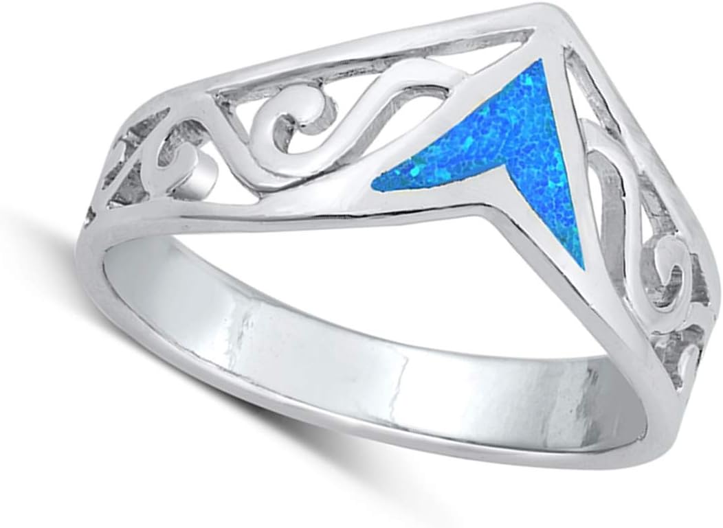 CHOOSE YOUR COLOR Sterling Silver Filigree Chevron Ring