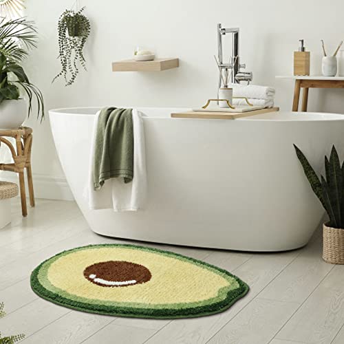 FROZZUR Avocado-Badematte, rutschfeste Badezimmermatten, grün-gelb, lustiges Cartoon-Avocado-Dekor, Obstform… – Ansicht 6