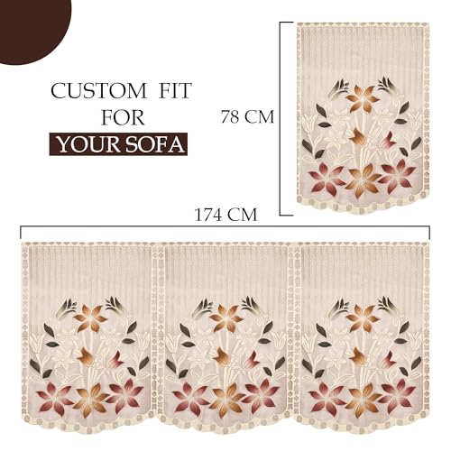 Image of Kuber Industries (Set of 16) Stylish & Durable Cotton Sofa Covers 5 Seater with Arms | Washable Sofa Protector & Slipcover for Living Room & Office | Brown Printed Lining