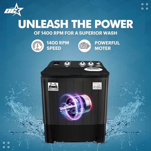 Image of OG Star Smart Choice 7.5 Kg Semi-Automatic Top Load Washing Machine | 1400 RPM Powerful Motor | 3D Rollers | Dual Waterfall | Built-in Detergent Box | Heavy Duty Performance
