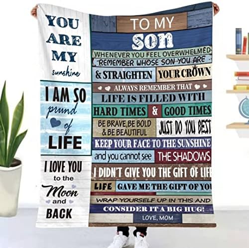 Son Gifts From Mum Fleece Blanket to My Son Personalized Blanket Gifts For Son Birthday Christmas Encourage And Love Gifts For Son Soft Fluffy Blanket Christmas Day Boy Presents For Son,150x220