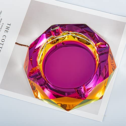 Sabreon Crystal Cigarette Ashtray, Rainbow Crystal Ash Holder Case Delicate Desktop Decoration, Indoor Outdoor Use Crystal Cigarette Ashtray For Home, Office, Hotel (Pink) #TOP1