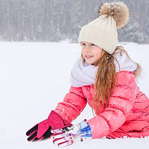 Kids Snow Gloves - simyron Frozen Themed Kids Ski Gloves Riding Thick Thermal Gloves Waterproof Gloves Ski Warm Gloves Winter Windproof Snowproof Outdoor Sports Gloves for 10-13 Years Old