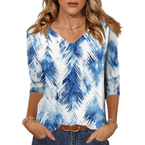 HTHLVMD Womens 3/4 Length Sleeve Tunic Tops Summer Fall Outfits 2025 Three Quarter Sleeve Casual V Neck T Shirts for Women