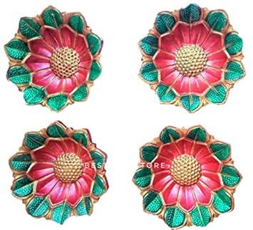 Blossoms Store Handmade Beautiful Hand Crafted Terracotta diyas Set of 4 pcs in a Unique Gift Pack for Christmas, Diwali, and Other Auspicious Occasion Made by Highly Skilled artisans.