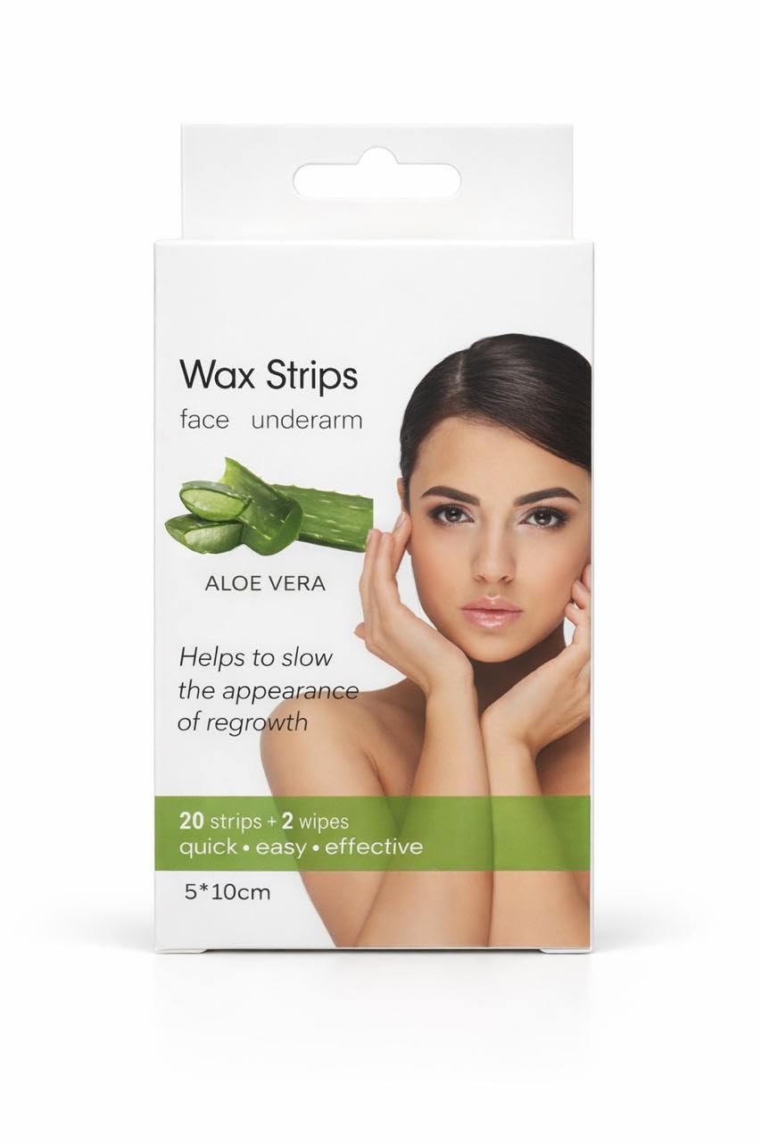 Wax Strips for Face and Underarm with Aloe Vera, Slows Regrowth, 20 Strips + 2 Wipes, 5x10cm-image-28