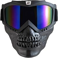 Vista 10 de Birdz Skullbird - Gafas protectoras acolchadas para motocicleta ATV, color negro, con cubrebocas