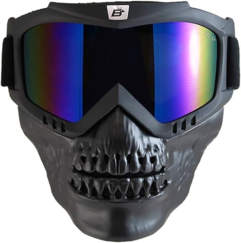 Miniatura 10 de Birdz Skullbird - Gafas protectoras acolchadas para motocicleta ATV, color negro, con cubrebocas