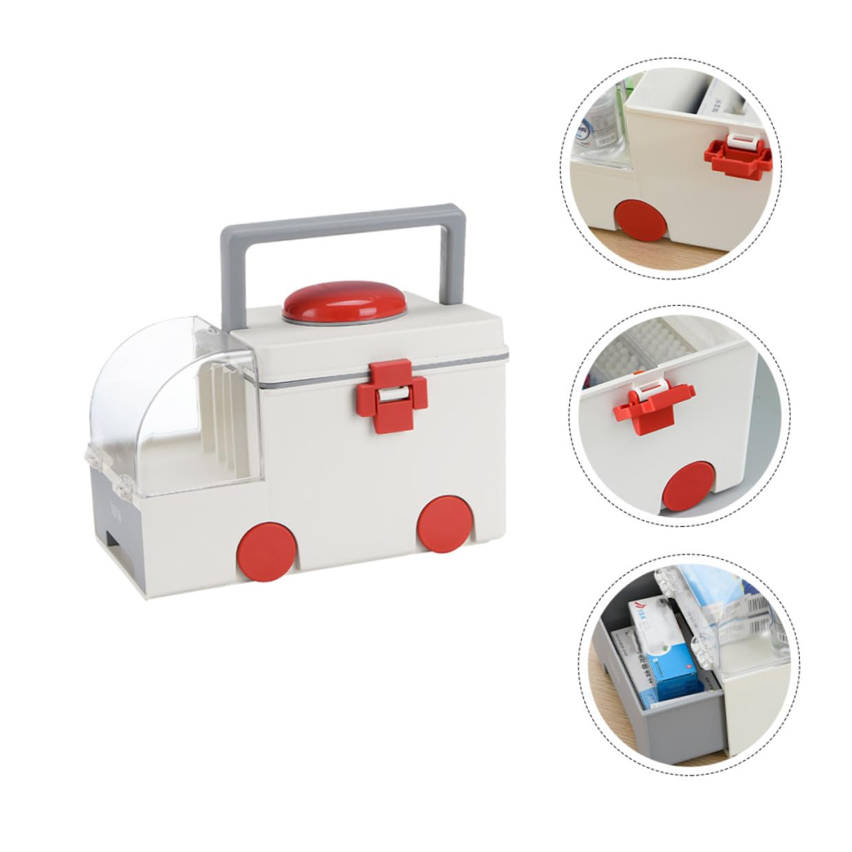 Homoyoyo Caja Organizadora de Medicamentos de Gran Capacidad Resistente de Plástico y As con Asa Ergonómica para Uso Doméstico y Viajes Almacenamiento Seguro para Botiquín y Suministros