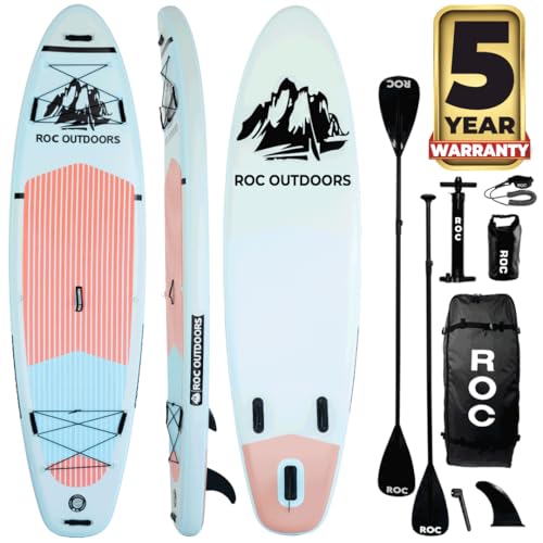 Roc Inflatable Stand Up Paddle Board with Premium SUP Paddle Board Accessories, Wide Stable Design,...