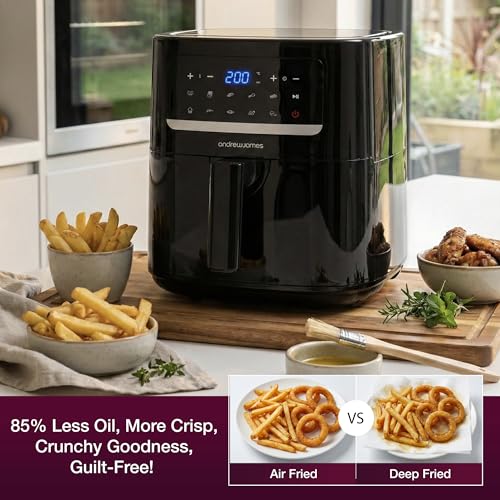 Andrew James 6L Digital Air Fryer, 1600W 10-in-1 Airfryer, Small Air Fryer for Home, Air Fry, Bake, Roast & Grill, LED Touch Display, Rapid Airflow, Non-Stick, Dishwasher Safe - Image 6