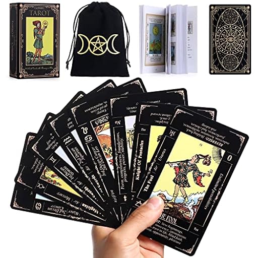 Baraja de cartas de tarot con libro guía y bolsa de transporte de lino, 78 cartas clásicas originales para adivinación, ideal para principiantes y expertos, con significados incluidos | Ya disponible en tu tienda friki favorita! En mundofriki.es!