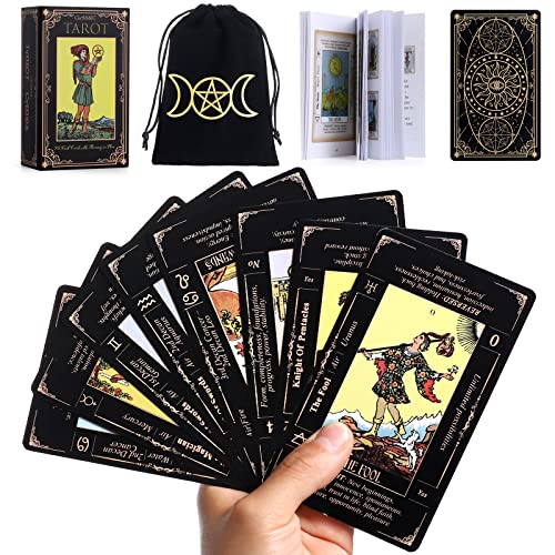 Baraja de cartas de tarot con libro guía y bolsa de transporte