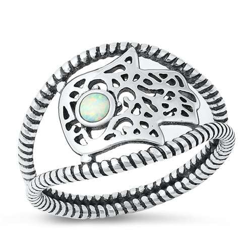JoyaraSterling Silver White Opal Hamsa Ring