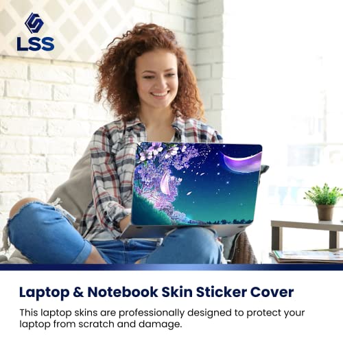 Image of LSS 15 15.6 Inches Laptop Notebook Skin Sticker with 2 Wrist Pads - Reusable Cover Protector Vinyl Sticker Cover Decal Fits 13 inch - 16 inch HP Asus Acer Samsung - Night Floral Pattern