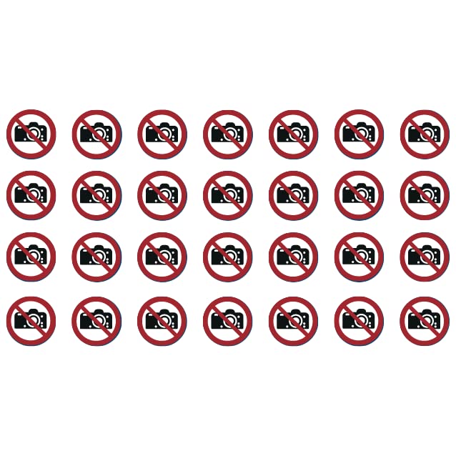 28 Stickers Photography No Prohibited P029 – Diameter 5 cm – UV and Weather-Resistant – ISO 7010 – Sustainable – Prohibition Sign Sign (5 cm, Photography No Prohibited) — image 1