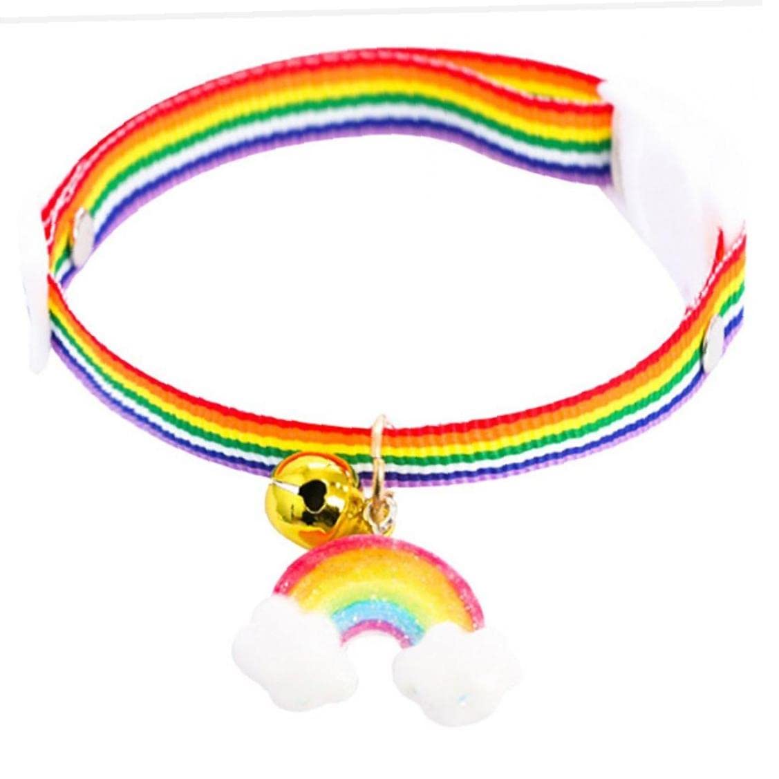 Casiler Style 2 1Pc Cat Collar Nylon Rainbow Pendant Bell Adjustable Dog Puppy Necklace Kitten Collar Pet Supply