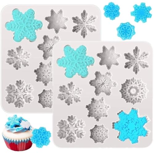 Snowflake Silicone Fondant Mold Baking Molds for Christmas Chocolate Dessert Candy Cake Decoration 2pcs