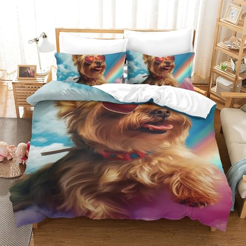 Parure de lit Yorkshire Terrier 3D en microfibre 140x200 cm avec taies - 2