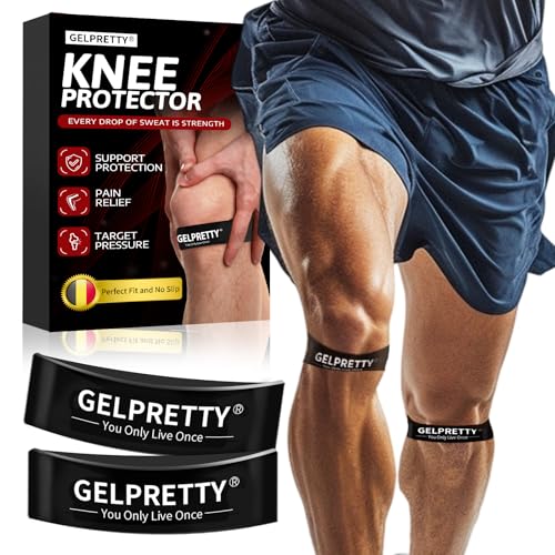 gelpretty Cintas Rotulianas para Estabilización de Rodilla, Alivio y Protección Articular durante Actividades Físicas y Cotidianas (Talla L, Negro)