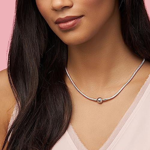 Pandora Classic Snake Chain Charm Necklace - Gift for Her - Sterling Silver with Embossed Ball Clasp Necklace - With Gift Box3