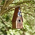 Glitzhome 12.5 Inch Wooden Patriotic USA Distressed Garden Bird House for Outdoors