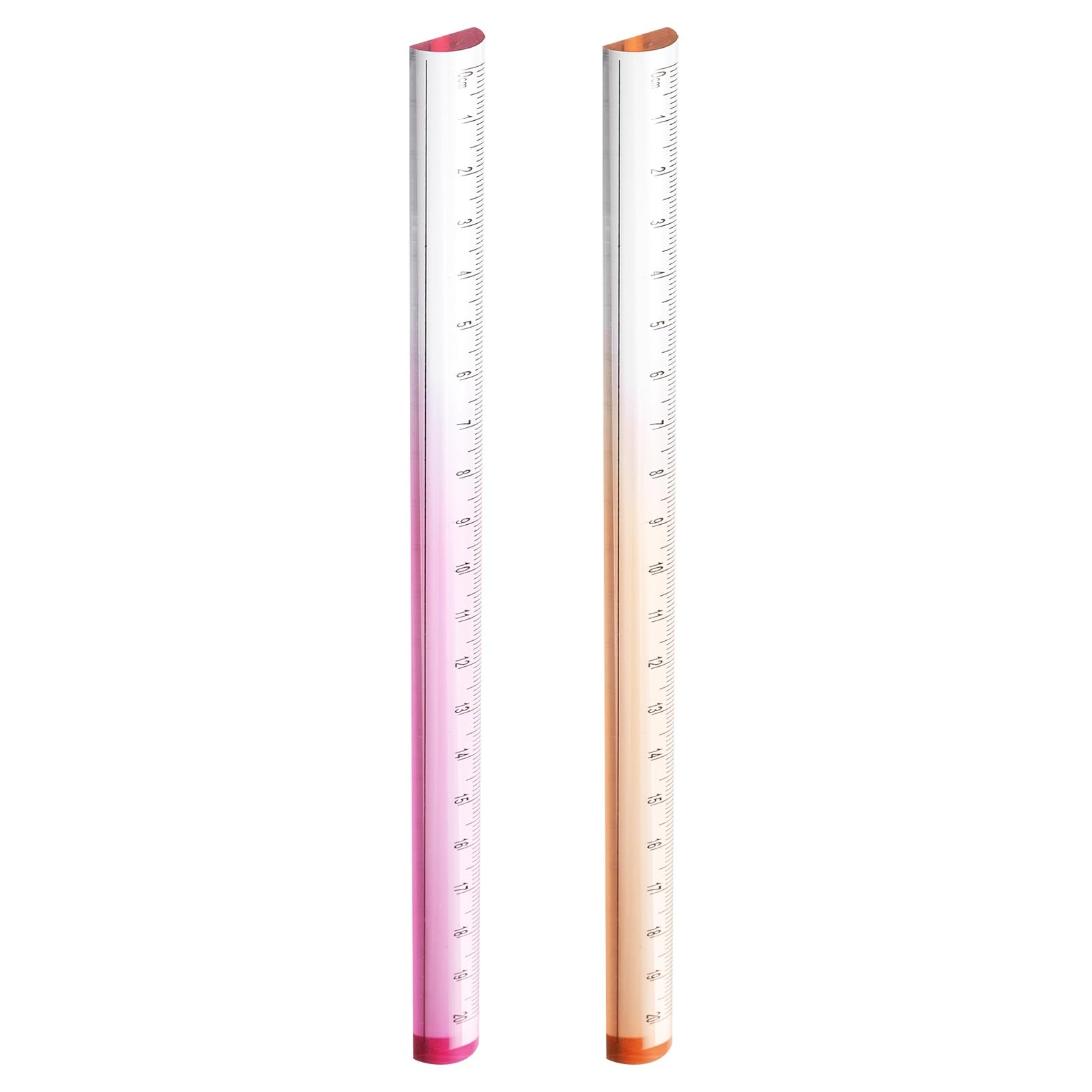 sourcing map Acrylic Clear Straight Rulers 20cm Metric Transparent Gradient Three-Dimensional Plastic Ruler Magnifying Glass Arc Measuring Tool for Office, Orange/Pink