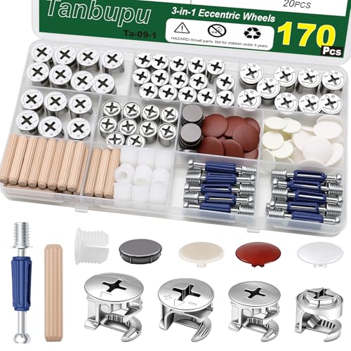 170-Piece Cam Lock Kit for Furniture Assembly & Cabinet Hardware