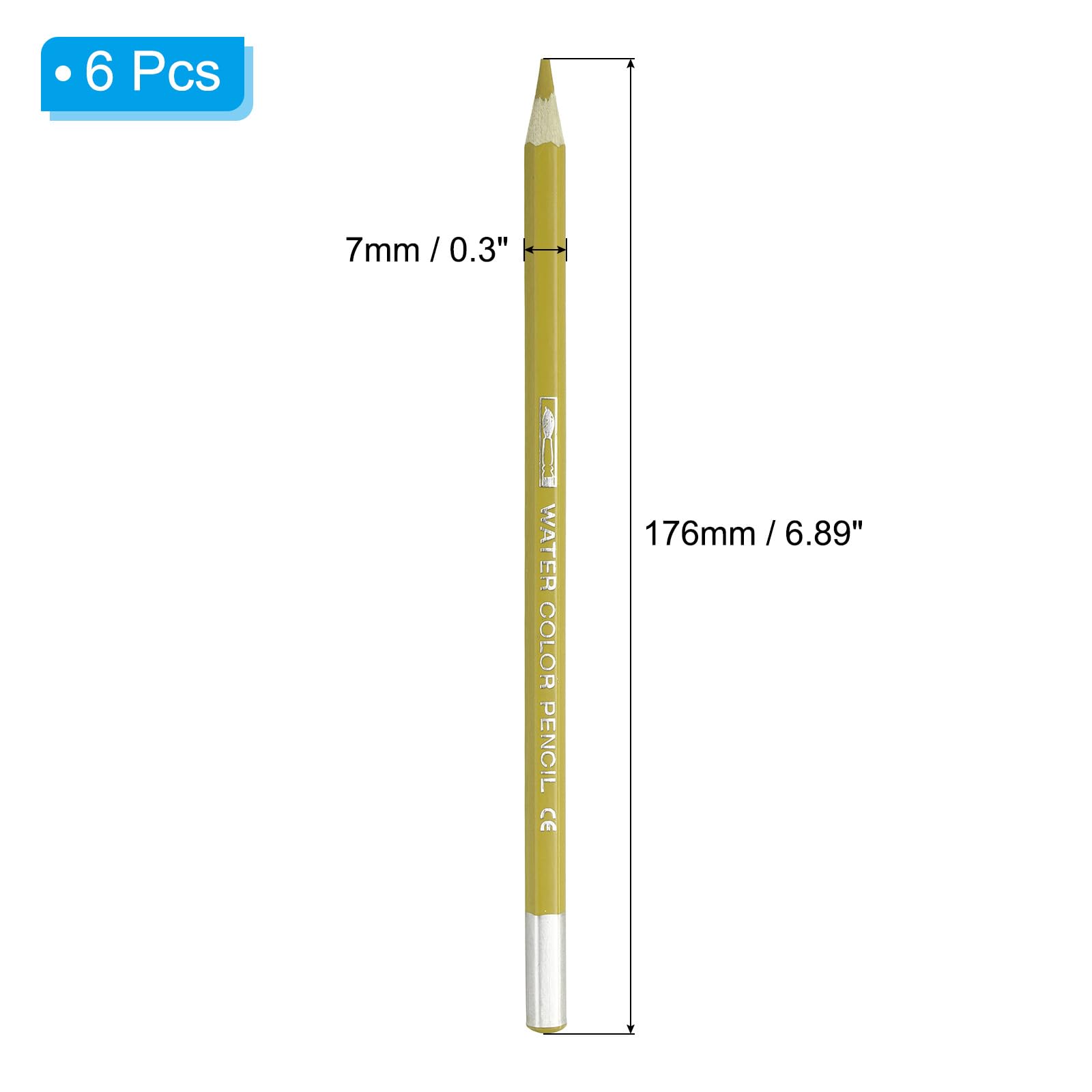 PATIKIL Watercolor Pencil, 6Pcs Water Soluble Pencils for Blending Coloring, Sketch Drawing, Painting, Gold - Image 2