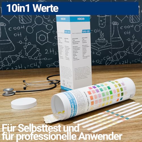 100x 10in1 Urinstreifen Teststreifen Selbsttest mit 10 Indikatoren Gesundheitstest Urinanalysestreifen Harnwegsinfektion, Ketose, Diabetes, Glucose, pH, Protein