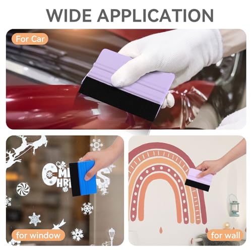 Image of Mity rain 4PCS Squeegee for Vinyl with 3PCS Felt Squeegee Tool, Craft Adhesive Vinyl Wrap Squeegee Applicator Tool for Apply Decals, Car Film Wrap, Window Tint, Wall Paper, Scraper for Vinyl
