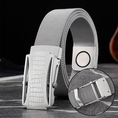 Stainless Steel Belts for Men, Metal Magnetic Braided Non-Leather Men's Belt with Automatic Buckle2