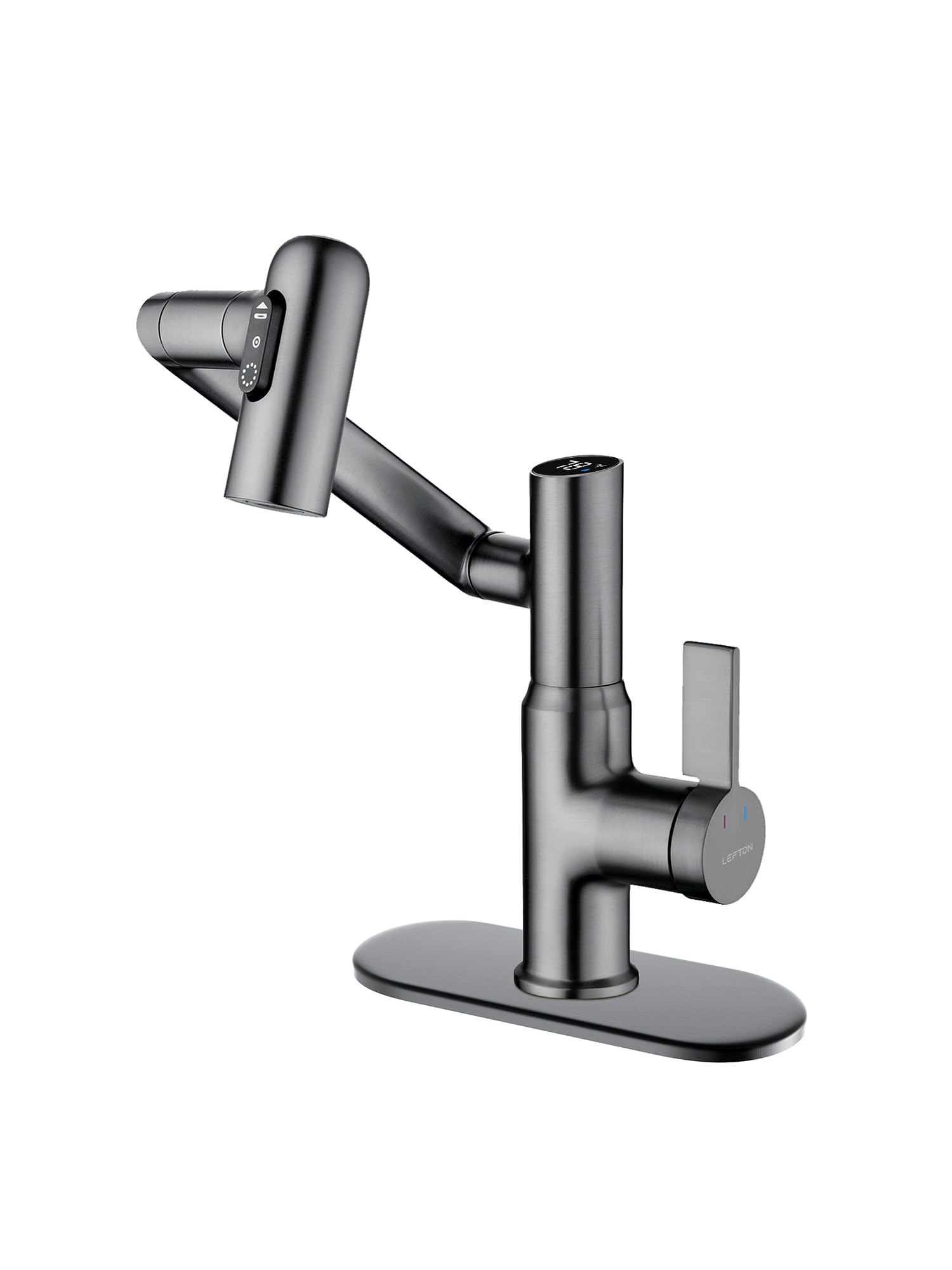 Lefton Rotatable Bathroom Faucet BF2204 with 6" Cover Plate FCP2202, Grey