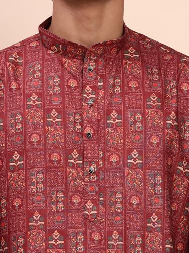 Image of Pro-Ethic Style Developer Men's Cotton Printed Kurta Pajama Set Traditional Outfit | Mandarin Collar (E-129)