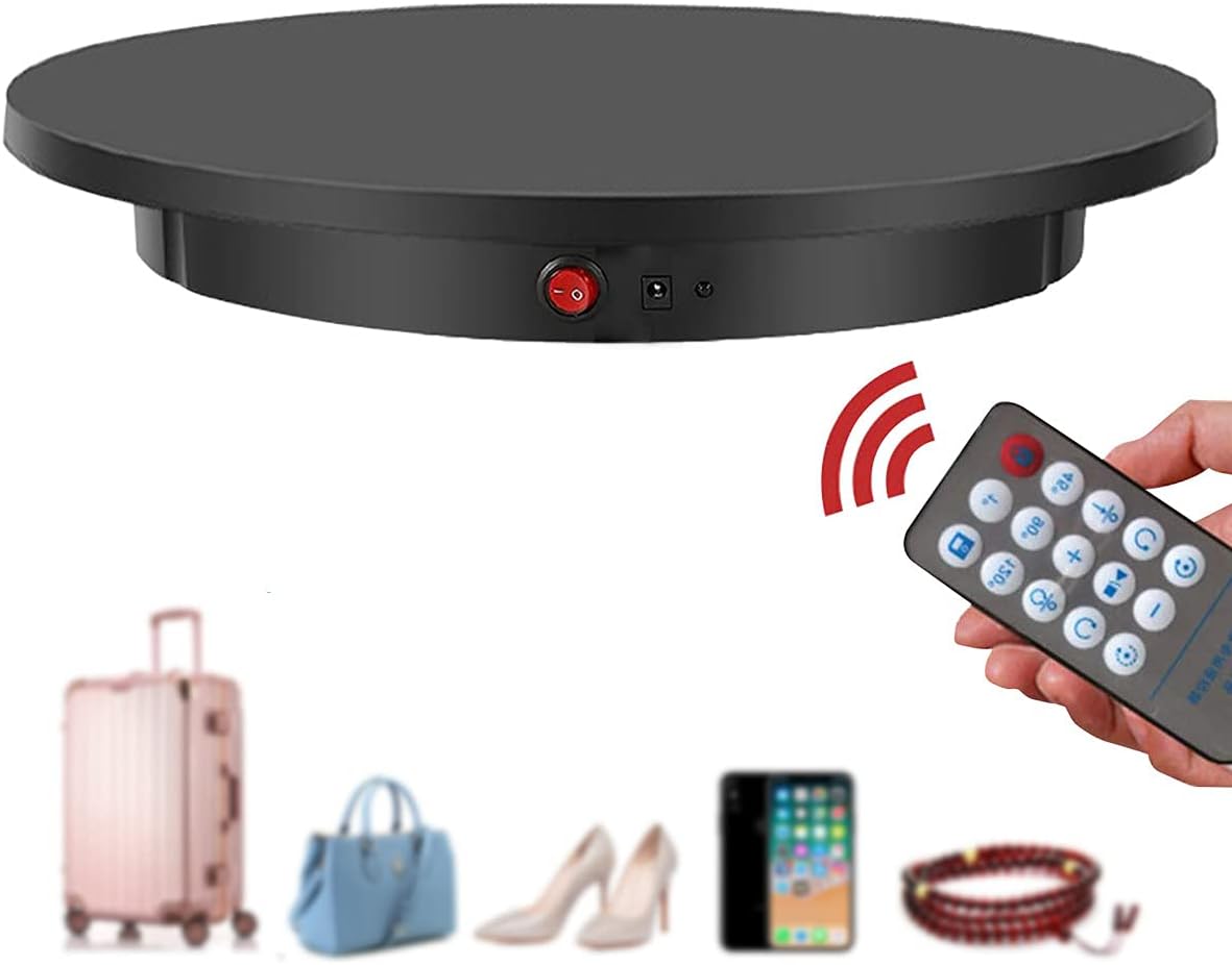 Motorized Rotating Display Stand 16.5'' 220Lbs Load 360 Degree Electric Turntable for Photography Motorized Rotating Display Stand with Remote Control(Black/White),Black