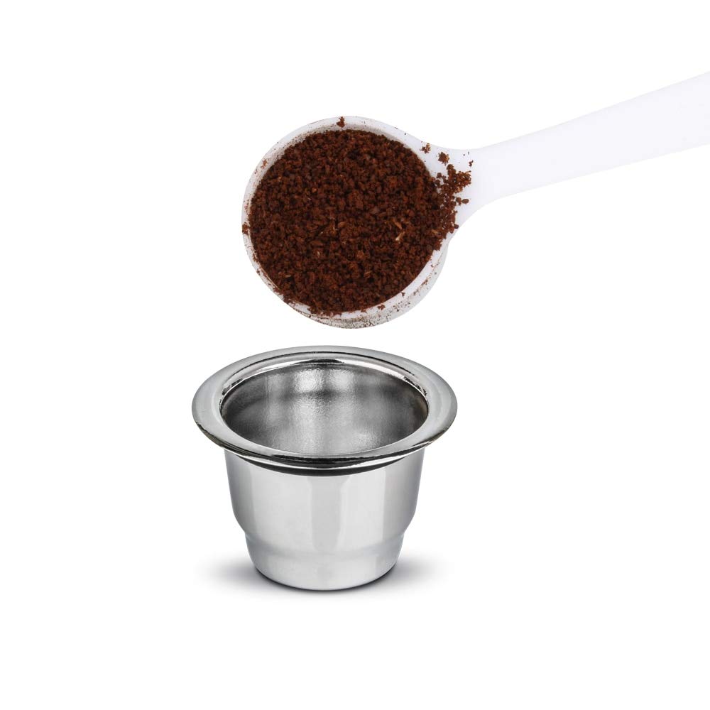 Zero Residuo - Cápsulas de café recargables de acero inoxidable compatibles con Nespresso (2 cápsulas) + Ebook en francés