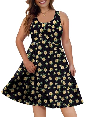 Image of DB MOON Womens 2026 Plus Size Tank Dresses Sleeveless Knee Length Sundress with Pockets