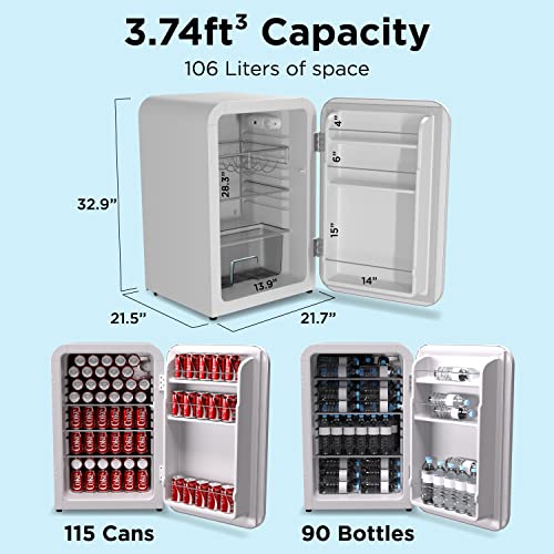 HUSKY Retro Mini Refrigerator with 3.74 Cu.ft./106L Capacity