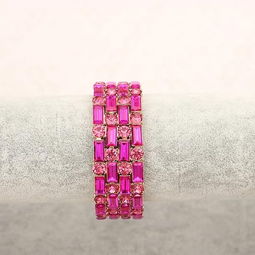 QLLYHLH Brides Bridesmaid Stretch Bangle Bracelet Austrian Crystal wedding Party costume Events Accessories for woman2