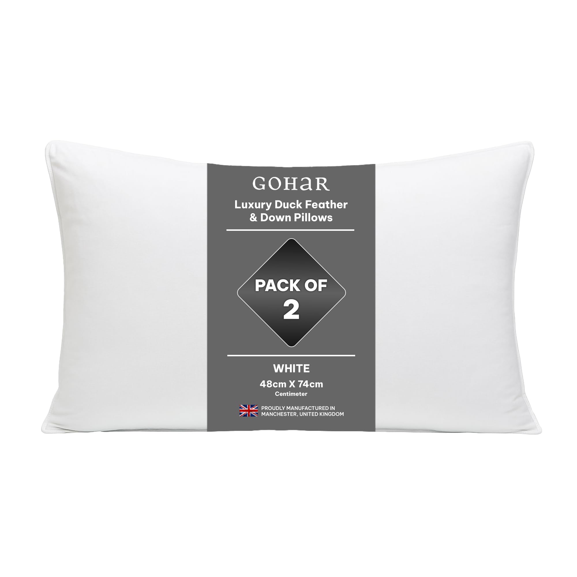 Luxury Duck Feather & Down Pillows - Twin Pack, Hotel Qua...