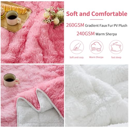 Image of yescool Weighted Blanket for Adults (15 lbs, 60 inch x 80 inch, Baby Pink) Heavy Blanket for Sleeping Perfect for 140-160 lbs, Queen Size Faux Fur Blanket with Premium Glass Bead, Machine Washable