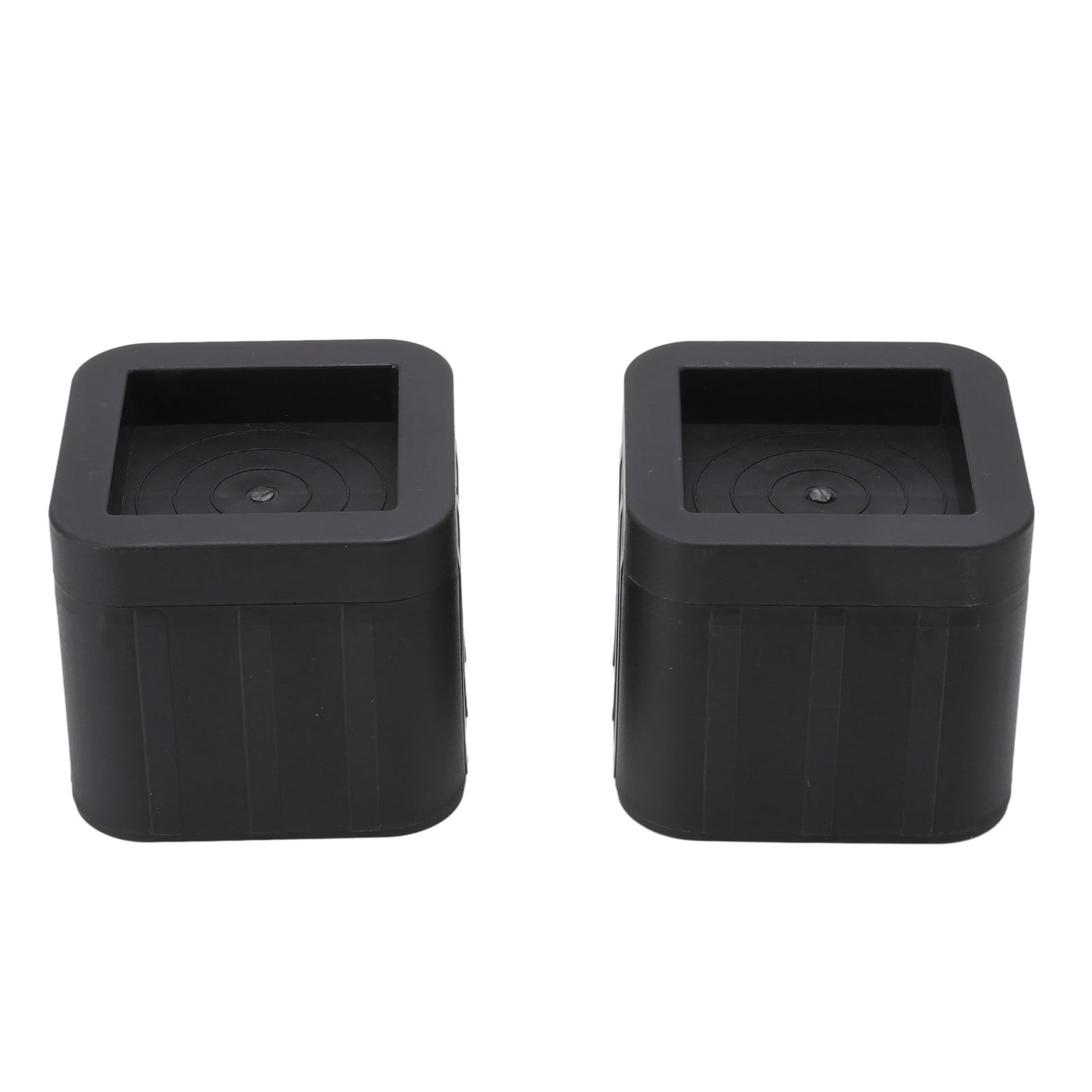 4Pcs ABS Bed Risers Furniture Risers 3.5in Black Square Stackable with Rubber Pad Lid for Sofa Bed Cabinet Leg Heightening Storage Space