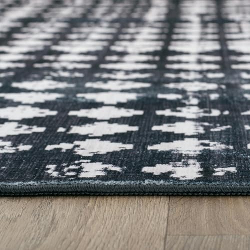 Tapete geométrico Lavable antideslizante 2x4 pies Negro miniatura 4
