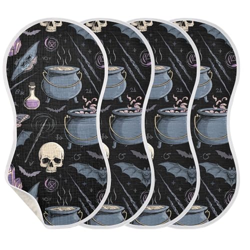 xigua Magical and Witchcraft Muslin Baby Burp Cloths Set of 2, Super Soft & Absorbent Burping Rags, Cotton Burp Clothes Shower Gift for Newborn, Baby Girls and Boys3