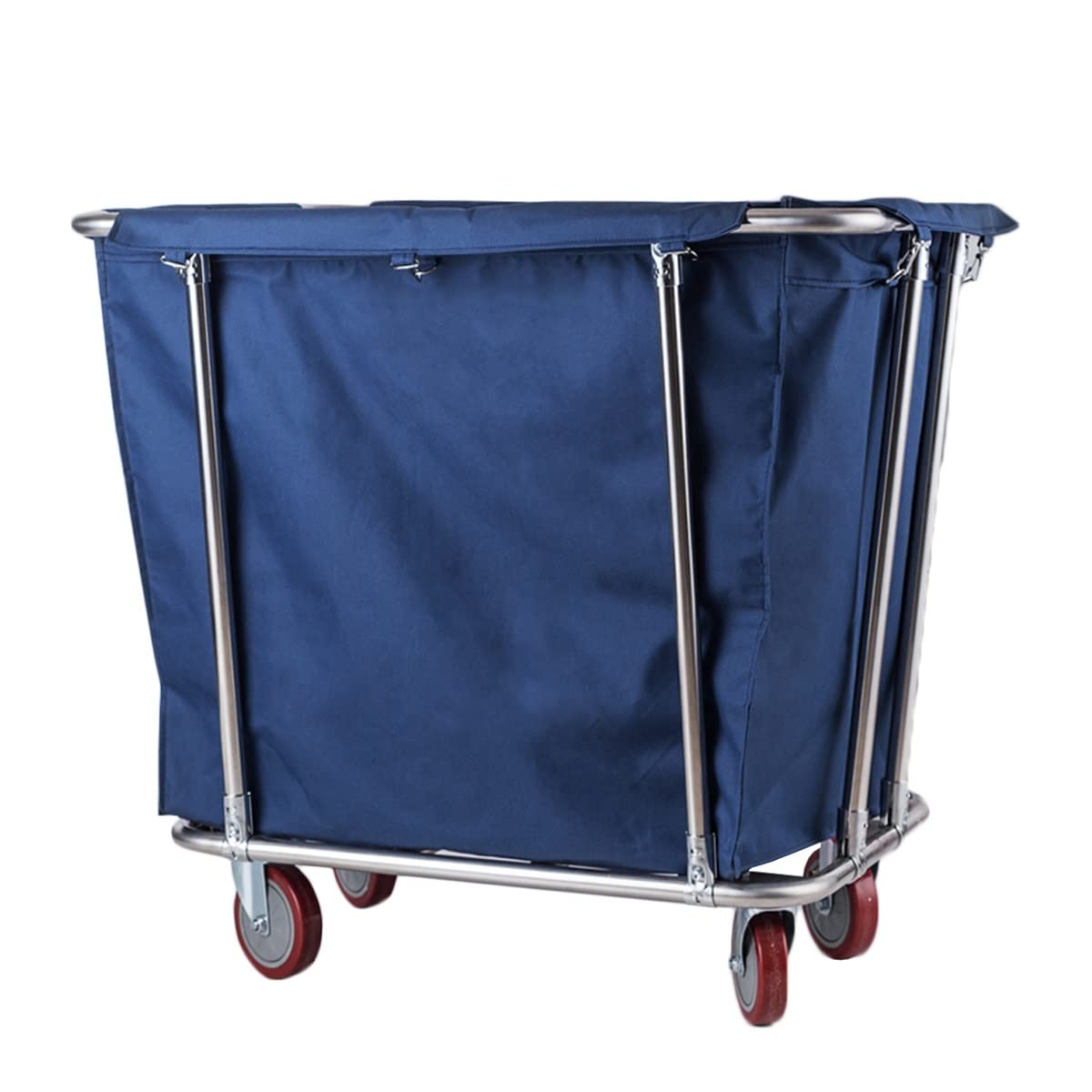 JYBNBBE Heavy Duty Rolling Laundry Cart with Wheels Commercial Stainless Steel Laundry Trolley 400L Large Capacity Basket Removable Bags for Easy Transport and nization,Blue-A