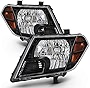 ACANII - For 2009-2020 Nissan Frontier Truck Black Housing Headlights Headlamps Assembly Replacement Driver & Passenger