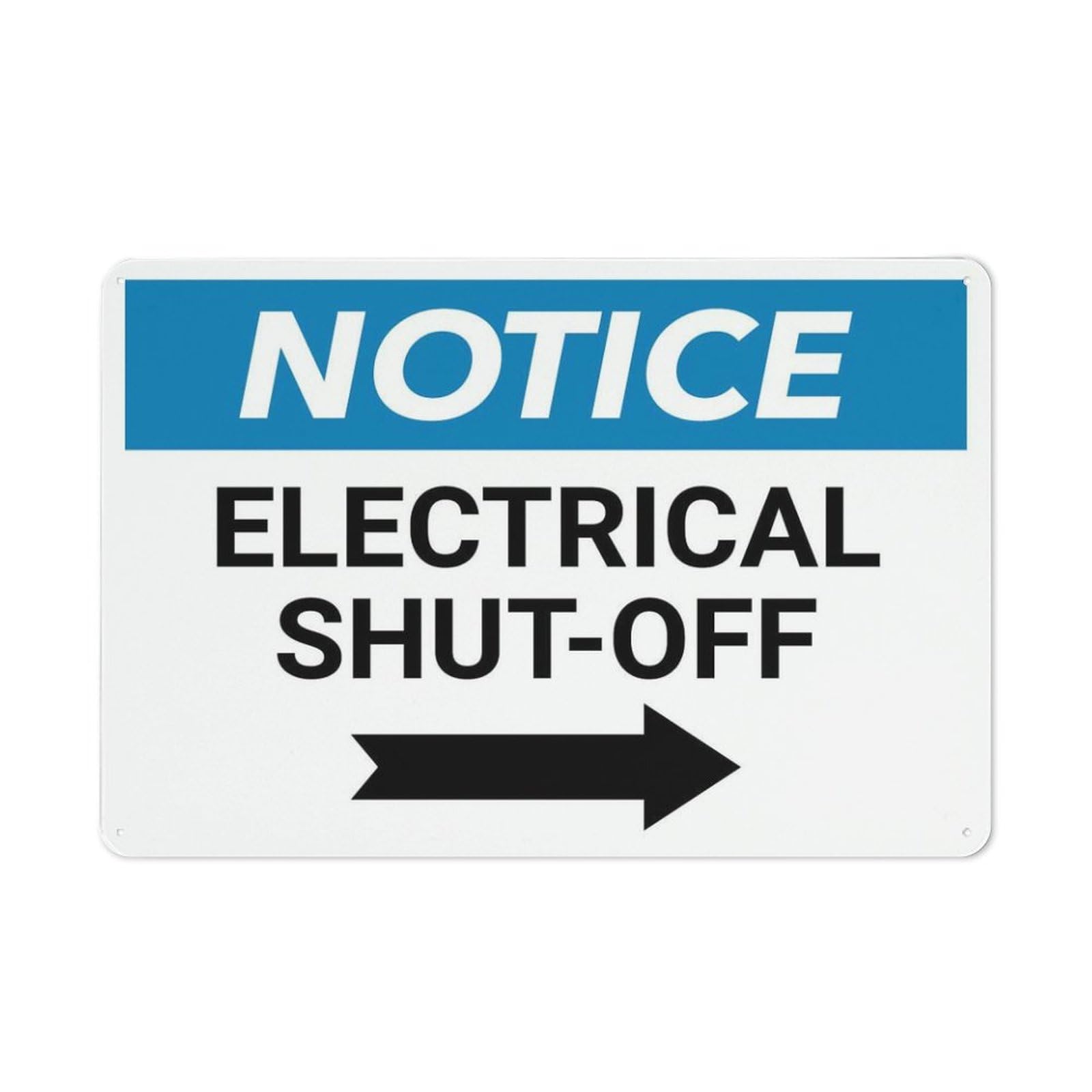 Xewazd A52 8"X12" Retro Aluminum Notice Sign - Electrical Shut-Off (Landscape, With Right Arrow) | Vintage Style Wall Decor