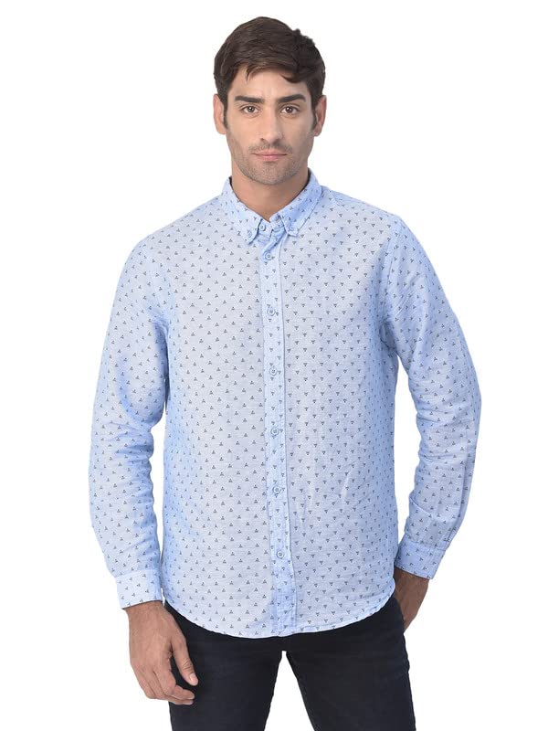 Image of Woodland Mens Linen Cotton Casual Regular Fit Full Sleeves Shirt