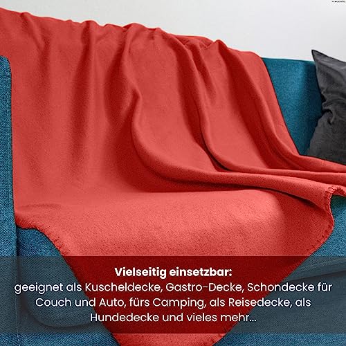 wometo 2er Set Polar Fleecedecke oekoTex 130x160 ca. 400g mit Anti-Pilling und Kettelrand rot